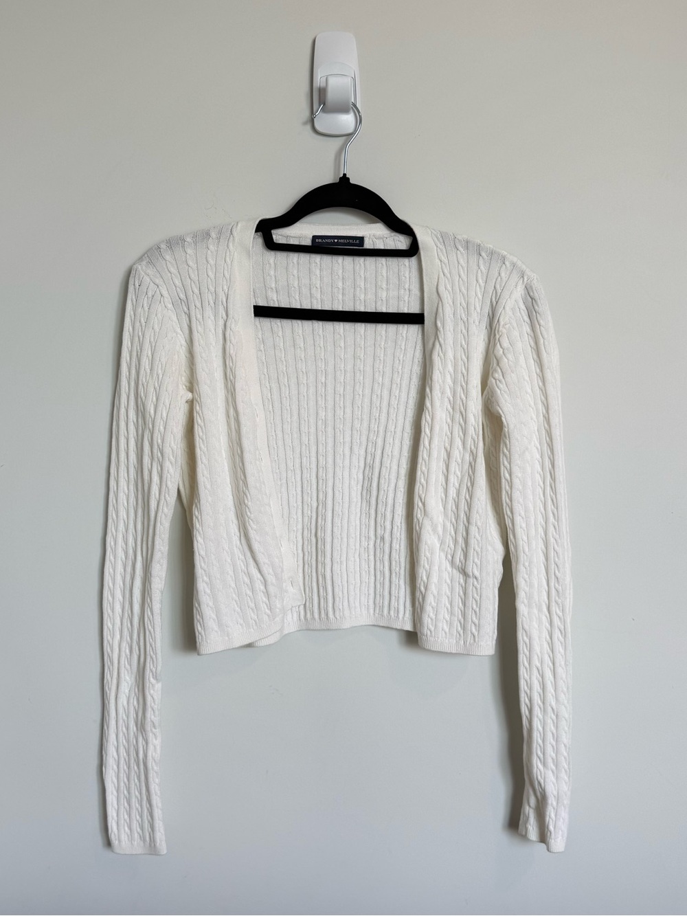 Brandy Melville Cream Cable Knit Open-Front Cardigan